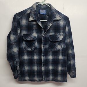 Pendleton Blue and White Plaid Kids Button Down Shirt